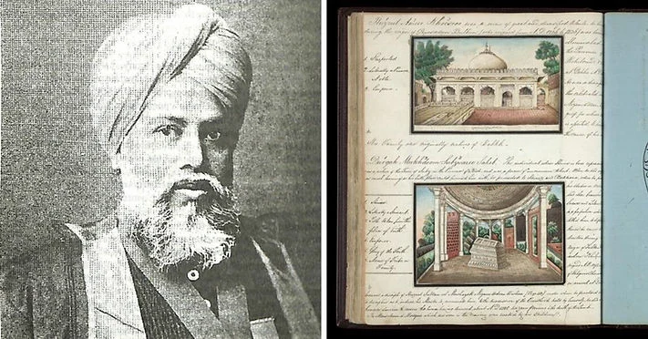 Historical portrait commemorating Munshi Newal Kishore